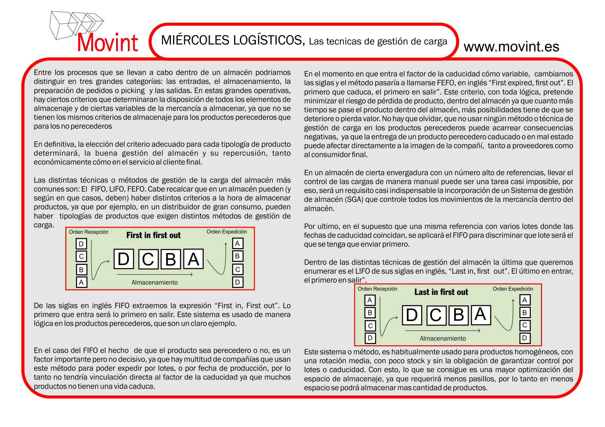 Miercoles Logisticos Tecnicas De Gestion De Carga Movint